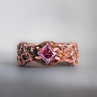 Forgotten King - Copper Ring with Pink Moissanite