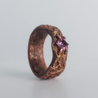 Forgotten King - Copper Ring with Pink Moissanite